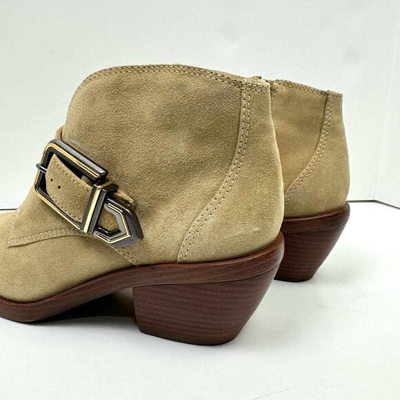 NEW Vince Camuto Ashena Tan Suede Leather Buckle Zip Up Bootie Ankle Boots - Picture 11 of 14